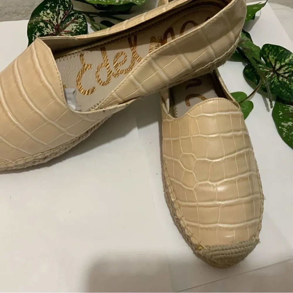 Sam Edelman Leather Slip-On FLAT Espadrilles Kesia Eggshell LEATHER SIZE 10.5